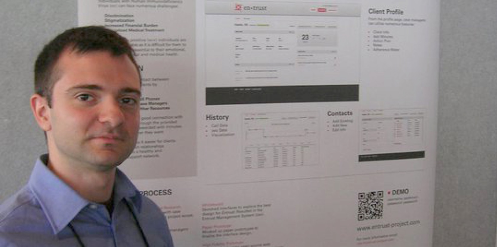 Stefan (myself) standing in front of the Entrust research poster