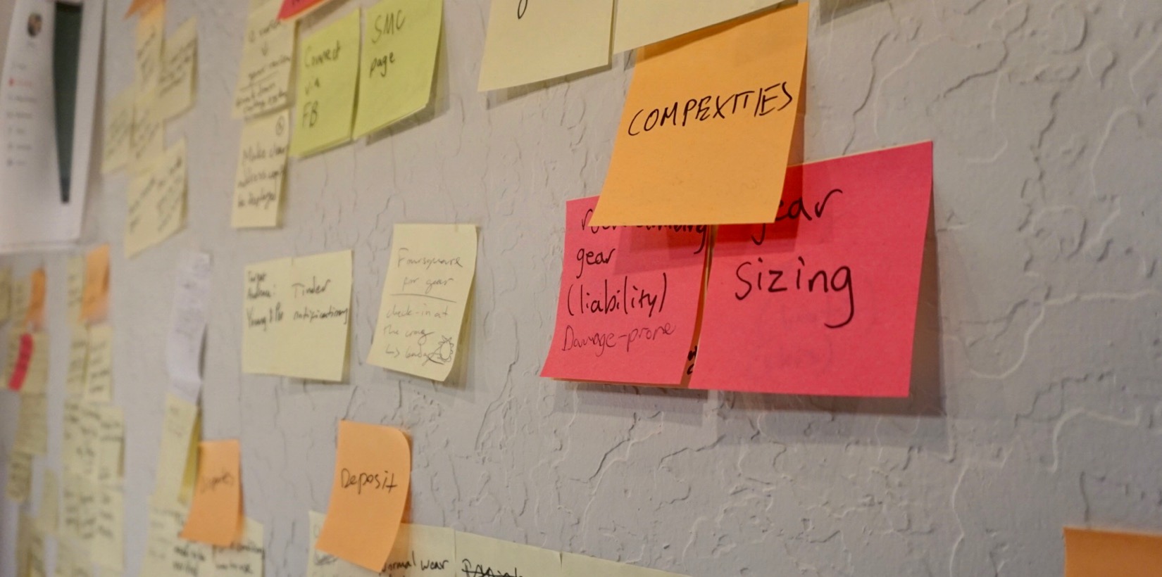 Photo of the team's Affinity diagram made with stickies